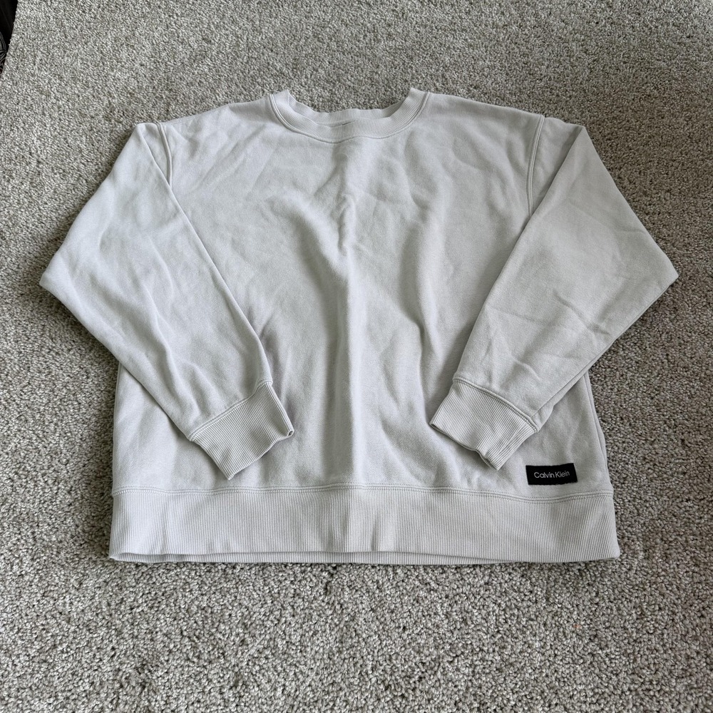 Calvin Klein Performance Sweatshirt Womens Small Gray Fleece Crewneck Pullover